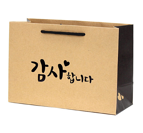 ハングル 感動 クラフト 紙袋（カムサハムニダ-ブラック） 韓国情報広場